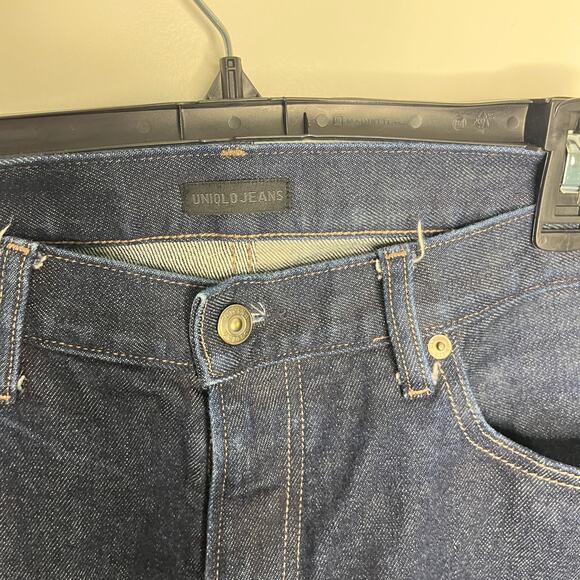 Uniqlo Men's Stretch Selvedge Slim Fit Jeans 35x34 Navy Stretch Denim - Picture 6 of 10
